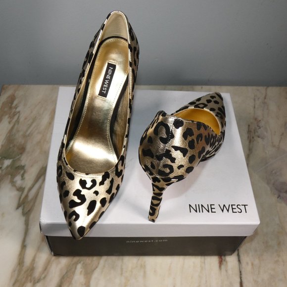 Sexy NINE WEST Women's Tatiana3 Stiletto Pumps Gold Leopard 8.5 - Picture 3 of 14
